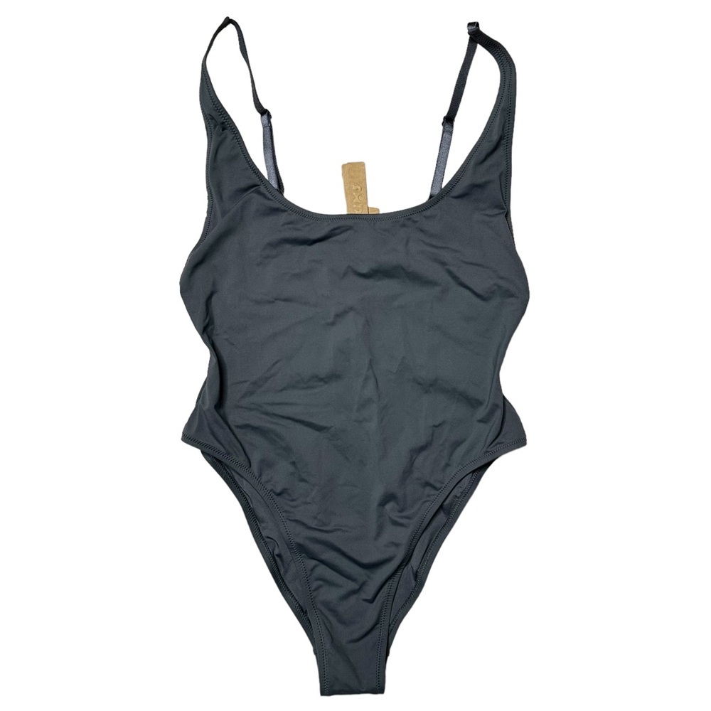 NWT Skims Signature Swim Scoop Neck One-Piece Swimsuit in Gunmetal Women’s L, 3X